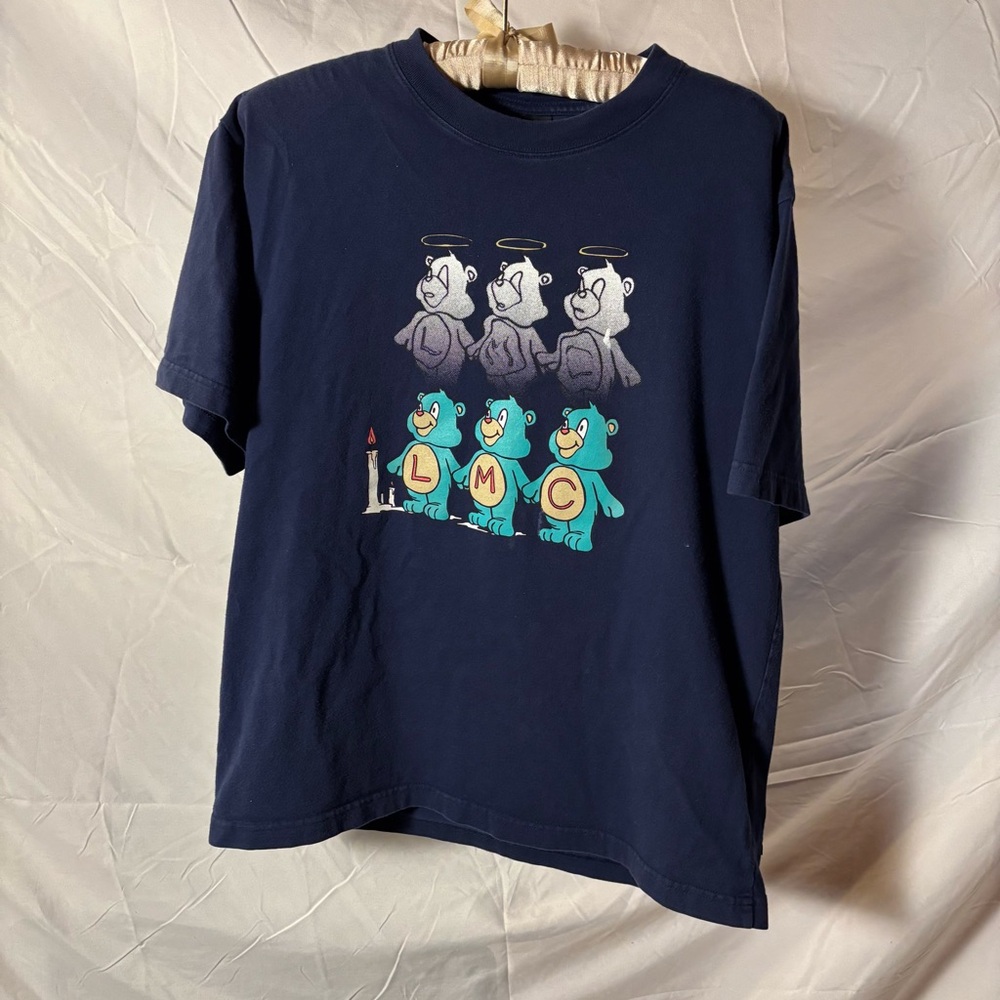 Blue Short Sleeve Tee with Graphic Design